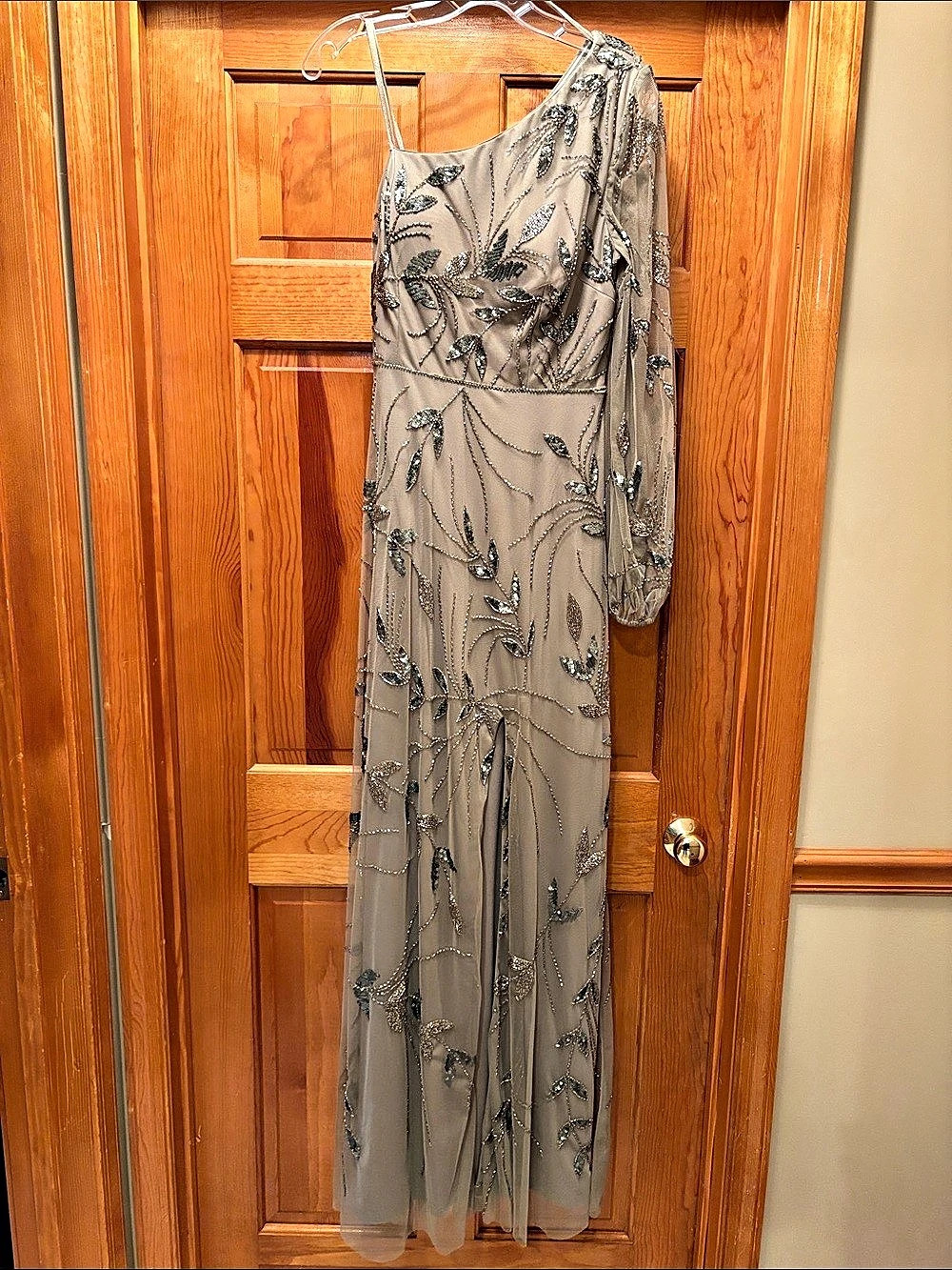 Adrianna Papell Olive green embellished maxi dress Floral Beaded Maxi Dress Size